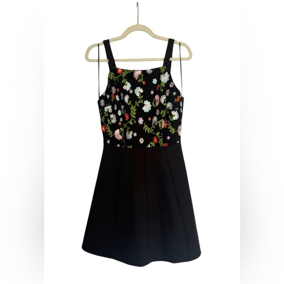 Superfoxx Floral Embroidered Black Mini Dress - Picture 1 of 5